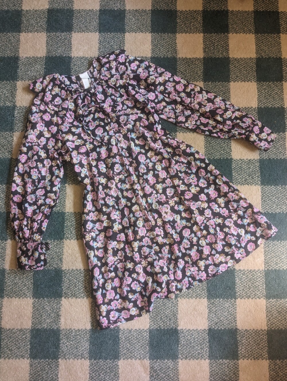 H&M 100% Cotton Ditsy Floral Scalloped Collar Cottagecore Adorable Dress Size S